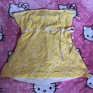 Wet Seal Yellow Lace Strapless Bandeau with Ribbon Trim